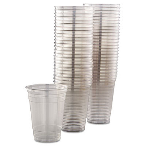 SOLO Ultra Clear PET Cups, Squat, 16 oz, Plastic, 50/Bag, 20 Bags/Carton (TP16DCT)