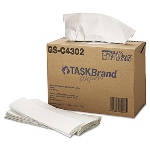 HOSPECO TASKBRAND GLASS AND SURFACE WIPERS, 4PLY, 9.75 X 16.75, WHITE, 150/BOX, 6 BOXES/CARTON (NE025IDW)
