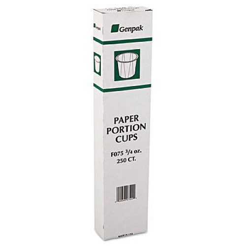 Genpak Squat Paper Portion Cup, .75oz, White, 250/bag, 20 Bags/carton (F075)
