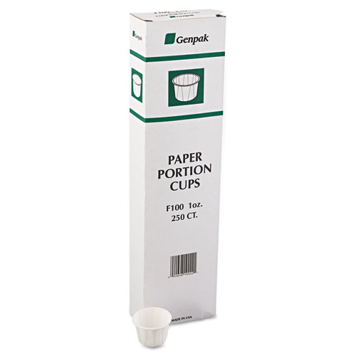 Genpak Squat Paper Portion Cup, 1oz, White, 250/bag, 20 Bags/carton (F100)