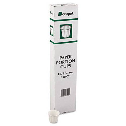 Genpak Squat Paper Portion Cup, .75oz, White, 250/bag, 20 Bags/carton (F075)