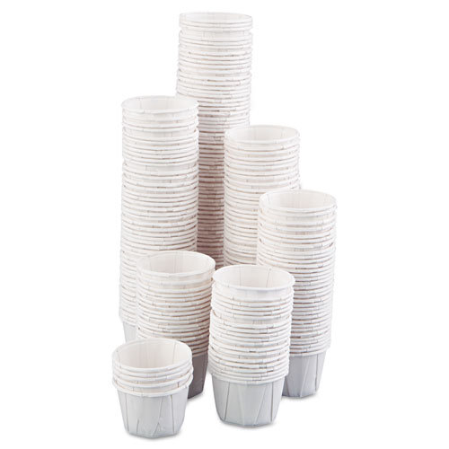 Genpak Squat Paper Portion Cup, 1oz, White, 250/bag, 20 Bags/carton (F100)