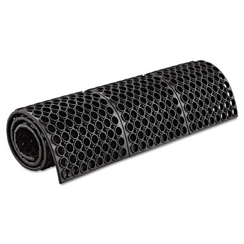 Crown Safewalk Heavy-Duty Anti-Fatigue Drainage Mat, 0.88" Thick, 36" x 60", Black Raised Rib Perforated Surface (WSTF35BK)