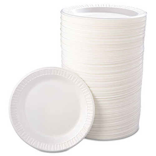 Dart Quiet Classic Laminated Foam Dinnerware, Plate, 9" dia, White, 500/Carton (9PWQR)