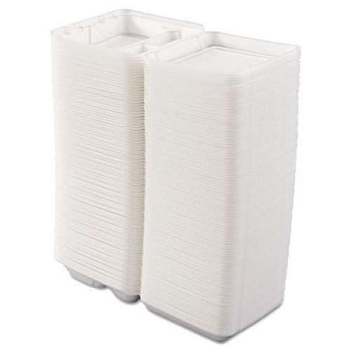Dart Foam Hinged Lid Containers, 3 Compartments, 7.5 x 8 x 2.3, White, 200/Carton (80HT3R)