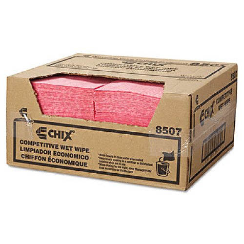 Chix Wet Wipes, Diamond-Pattern Design, 11.5 x 24, White/Pink, 200/Carton (8507)