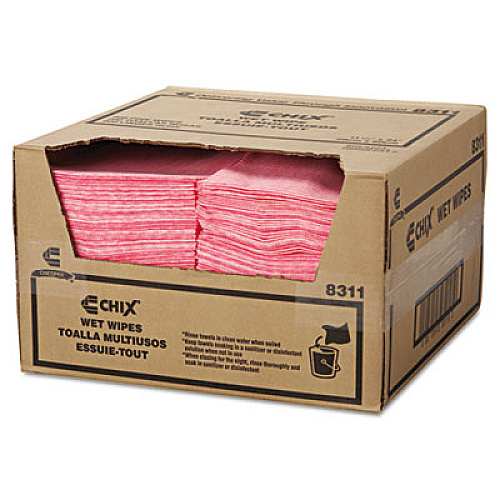 Chix Wet Wipes, Stripe Design, 11.5 x 24, White/Pink, 200/Carton (8311)