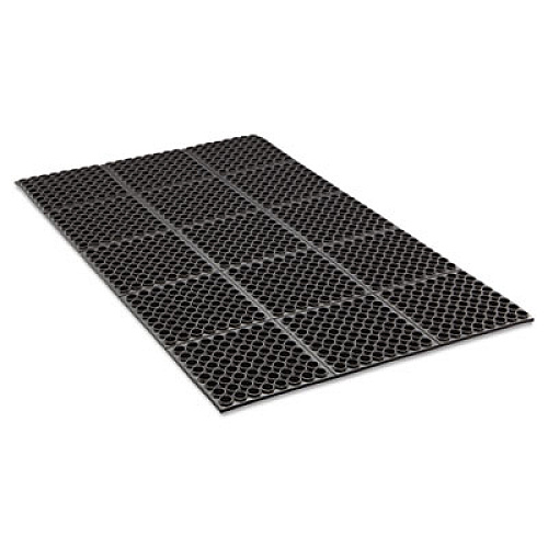 Crown Safewalk Heavy-Duty Anti-Fatigue Drainage Mat, 0.88" Thick, 36" x 60", Black Raised Rib Perforated Surface (WSTF35BK)