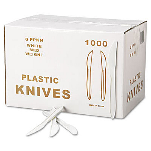 GEN Medium-Weight Cutlery, Knife, White, 1000/Carton (GENPPKN)