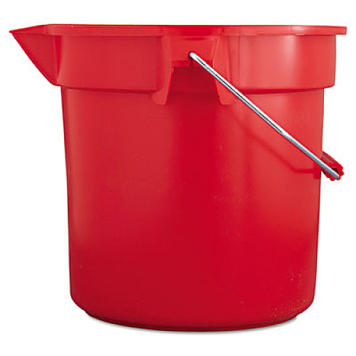 Rubbermaid Commercial BRUTE Round Utility Pail, 14 qt, Plastic, Red, 12" dia (2614RED)