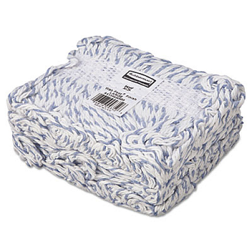 Rubbermaid Commercial Web Foot Premium Finish Mop Head, Cotton/Synthetic, White, Large, 1" White Headband, 6/Carton (A413CT)