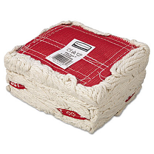 Rubbermaid Commercial Web Foot Wet Mop, Cotton/synthetic, White, Large, 5" Red Headband, 6/carton (A153WHI)