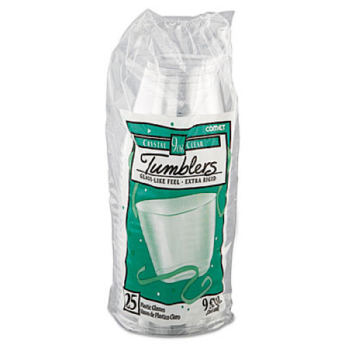 WNA Comet Smooth Wall Tumblers, Squat, 9 oz, Plastic, Clear, 25/Pack, 20 Packs/Carton (T9S)