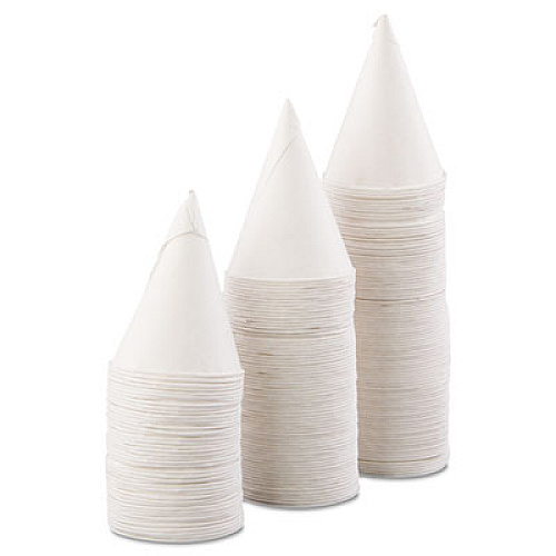 Konie Rolled Rim Paper Cone Cups, 4.5oz, White, 200/bag, 25 Bags/carton (45KRCT)