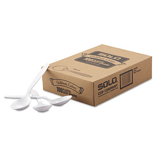 Dart Heavyweight Polystyrene Soup Spoons, Guildware Design, White, 1000/Carton (GBX8SW)