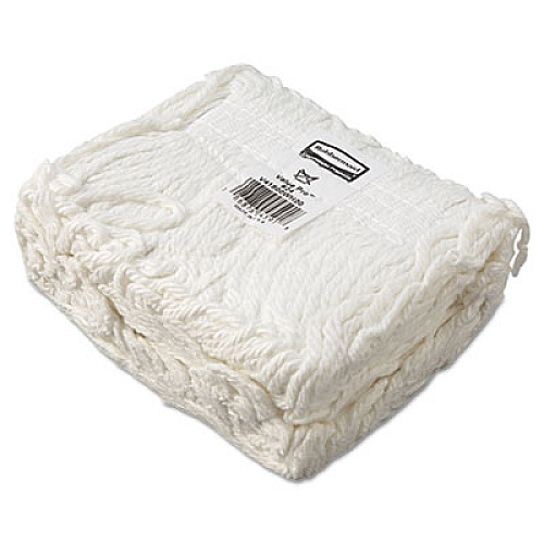 Rubbermaid Commercial Non-Launderable Economy Cut-End Rayon Mop Head, 24 oz, 1" Band, White, 12/Carton (V418)