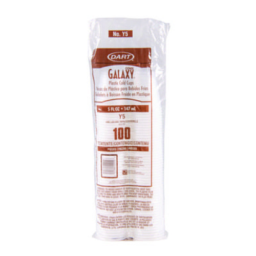 Dart High-Impact Polystyrene Cold Cups, 5 oz, Plastic, Translucent, 100/Sleeve, 25 Sleeves/Carton (Y5CT)