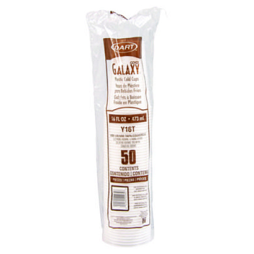 Dart High-Impact Polystyrene Cold Cups, 16 oz, Plastic, Translucent, 50/Sleeve, 20 Sleeves/Carton (Y16T)