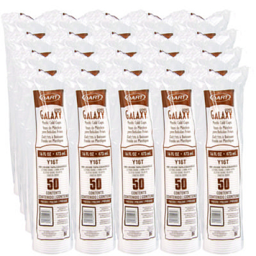 Dart High-Impact Polystyrene Cold Cups, 16 oz, Plastic, Translucent, 50/Sleeve, 20 Sleeves/Carton (Y16T)
