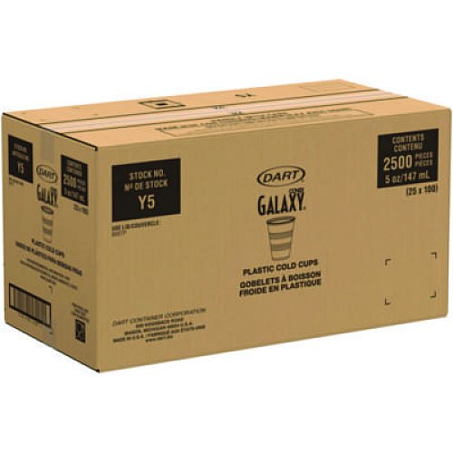 Dart High-Impact Polystyrene Cold Cups, 5 oz, Plastic, Translucent, 100/Sleeve, 25 Sleeves/Carton (Y5CT)