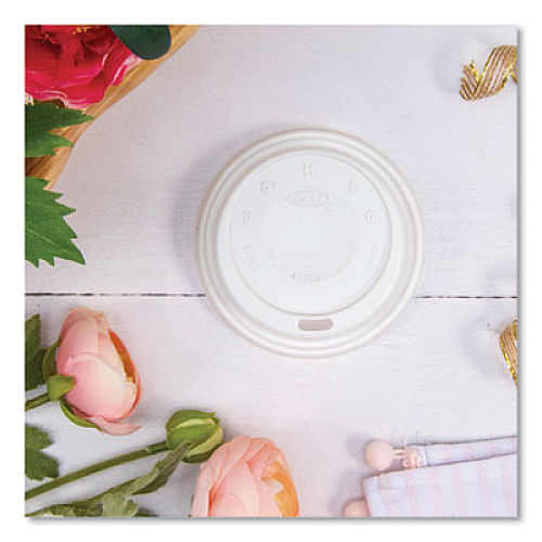 SOLO Cappuccino Dome Sipper Lids, Fits 12 oz Hot Cups, Plastic, White, 1,000/Carton (12EL)