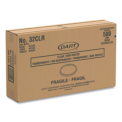 SOLO Non-Vented Cup Lids, Fits 32 oz/44 oz Hot Cups, Plastic, Clear, 500/Carton (32CLR)
