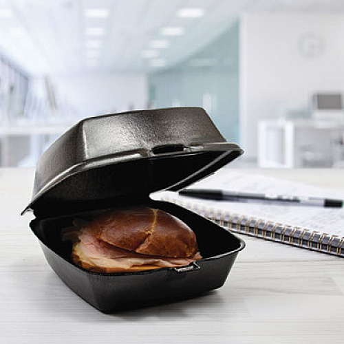 Dart Foam Hinged Lid Containers, Large Sandwich, 6 x 5.9 x 3, Black, 125/Bag, 4 Bags/Carton (60HTB1)