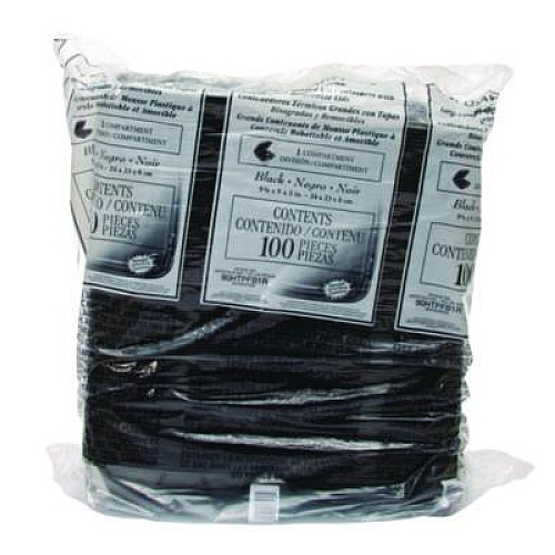 Dart Insulated Foam Hinged Lid Containers, 9.01 x 9.4 x 3.1, Black, 100/Bag, 2 Bags/Carton, 200 Containers/Carton (90HTPFB1R)