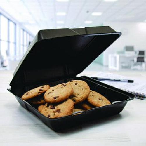 Dart Insulated Foam Hinged Lid Containers, 9.01 x 9.4 x 3.1, Black, 100/Bag, 2 Bags/Carton, 200 Containers/Carton (90HTPFB1R)
