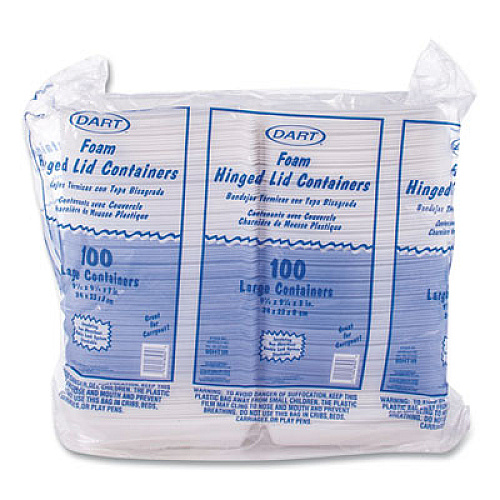 Dart Foam Hinged Lid Containers, 9.25 x 9.5 x 3, 200/Carton (95HT1R)