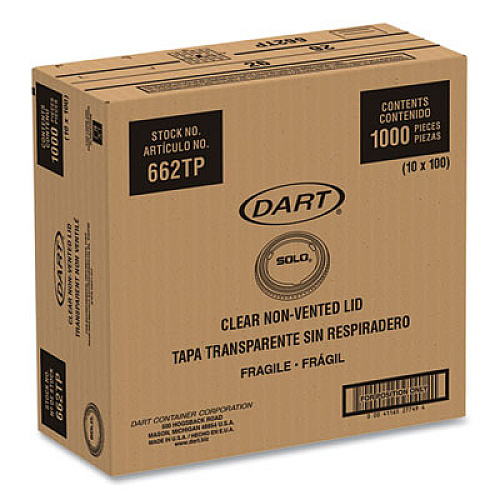 SOLO Non-Vented Cup Lids, Fits 9 oz to 22 oz Cold Cups, Plastic, Clear, 1,000/Carton (662TP)