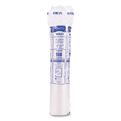 SOLO Straw-Slot Cold Cup Lids, Fits 9 oz to 20 oz Cold Cups, Plastic, Clear, 100/Pack (662TSPK)