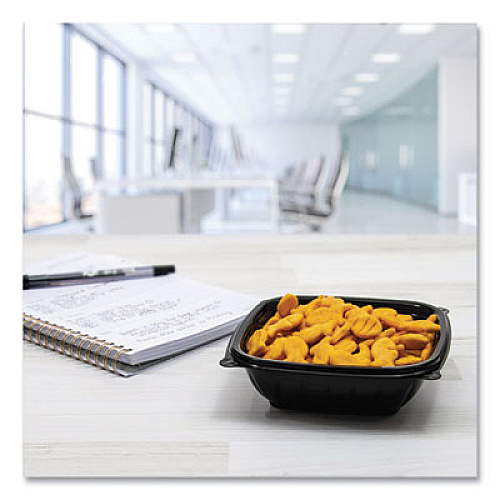 Dart PresentaBowls Pro Black Square Bowls, 8 oz, 5 x 5 x 1.5, Plastic, 63/Bag, 8 Bags/Carton (B8SB)