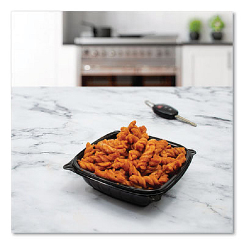 Dart PresentaBowls Pro Black Square Bowls, 8 oz, 5 x 5 x 1.5, Plastic, 63/Bag, 8 Bags/Carton (B8SB)