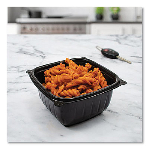 Dart PresentaBowls Pro Black Square Bowls, 16 oz, 5 x 5 x 2.5, Plastic, 63/Bag, 8 Bags/Carton (B16SB)