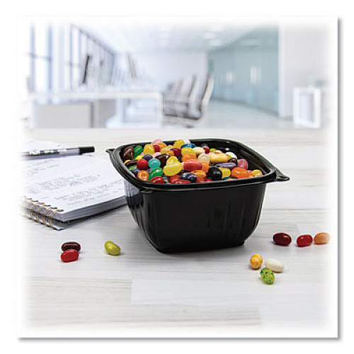 Dart PresentaBowls Pro Black Square Bowls, 16 oz, 5 x 5 x 2.5, Plastic, 63/Bag, 8 Bags/Carton (B16SB)