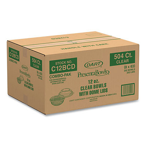 Dart PresentaBowls Clear Bowls, 12 oz, Plastic, 504/Carton (C12BCD)