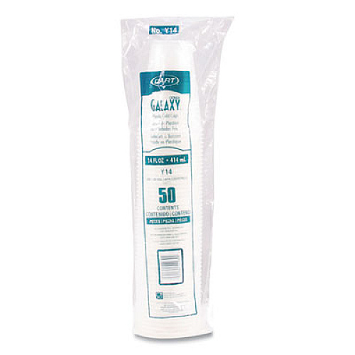 Dart High-Impact Polystyrene Cold Cups, 14 oz, Plastic, Translucent, 50/Sleeve. 20 Sleeves/Carton (Y14)