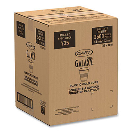 Dart High-Impact Polystyrene Cold Cups, 3.5 oz, Plastic, Translucent, 100/Sleeve, 25 Sleeves/Carton (Y35)