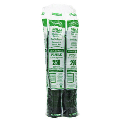 Dart Polystyrene Portion Cups, 3.25 oz, Plastic, Black, 250/Bag, 10 Bags/Carton (P325BLK)