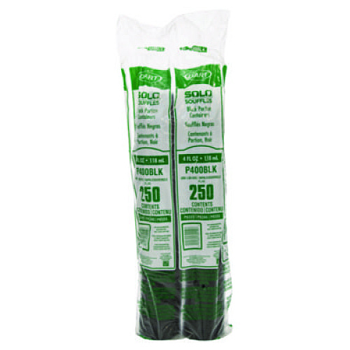 Dart Polystyrene Portion Cups, 4 oz, Plastic, Black, 250/Bag, 10 Bags/Carton (P400BLK)