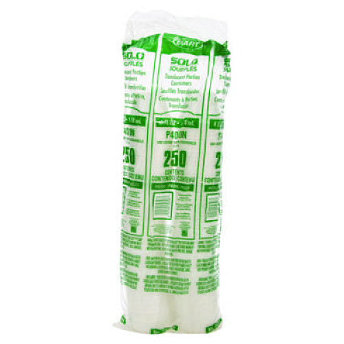 Dart Polystyrene Portion Cups, 4 oz, Plastic, Translucent, 250/Bag, 10 Bags/Carton (P400N)