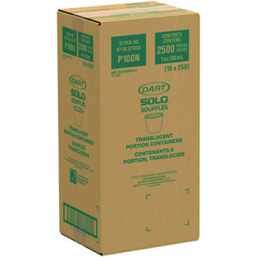 Dart Polystyrene Portion Cups, 1 oz, Plastic, Translucent, 2,500/Carton (P100N)