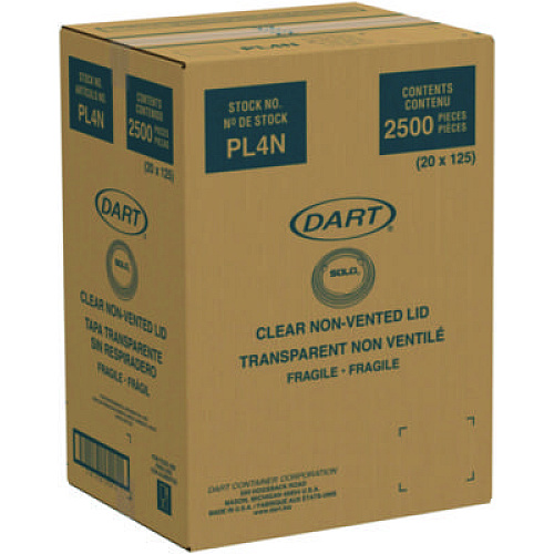 Dart Portion/Souffle Cup Lids, Fits 3.25 oz to 9 oz Portion Cups, Plastic, Clear, 125/Pack, 20 Packs/Carton (PL4N)