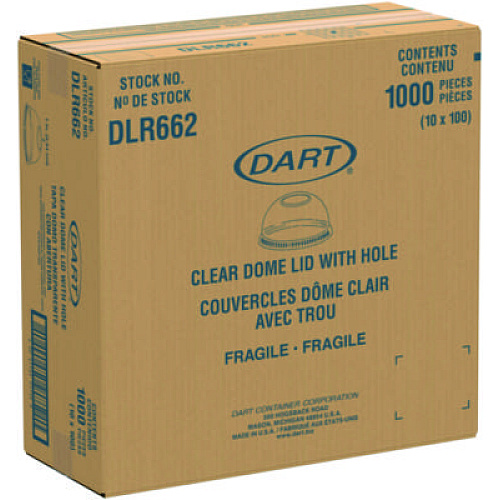 SOLO Dome-Top Cold Cup Lids, Fits 16 oz Cold Cups, Plastic, Clear, 1,000/Carton (DLR662)