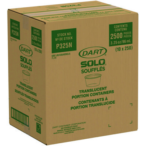 Dart Polystyrene Portion Cups, 3.25 oz, Plastic, Translucent, 250/Bag, 10 Bags/Carton (P325N)