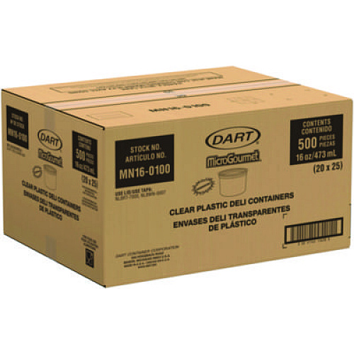 Dart MicroGourmet Food Container, 16 oz, Translucent, Plastic, 50/Pack, 10 Packs/Carton (MN160100)
