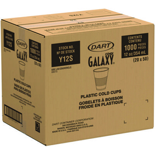 Dart High-Impact Polystyrene Squat Cold Cups, 12 oz, Plastic, Translucent, 50/Pack (Y12SPK)