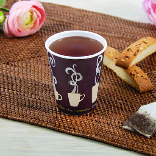 SOLO Thermoguard Insulated Paper Hot Cups, 8 oz, Steam Print Design, 1,000/Carton (DWTG8STCT)