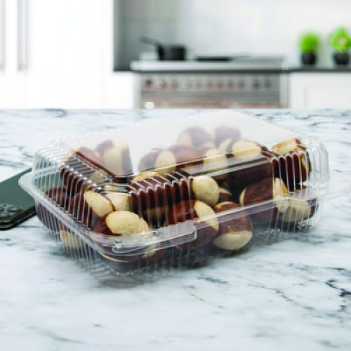 Dart StayLock Clear Hinged Lid Containers, Oblong, 6.81 x 9.4 x 3.1, Plastic, 125/Bag, 2/Carton (C40UT1)